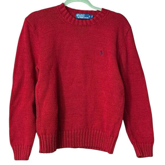 Polo Ralph Lauren Red Crewneck Cotton Knit Sweater 100% Cotton - Picture 2 of 9